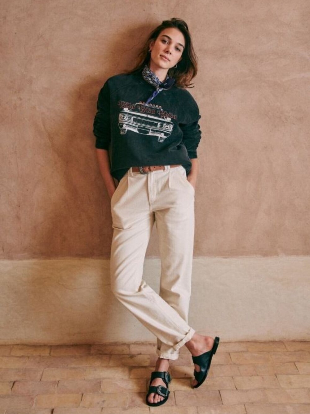 Sézane Manu Trouser - Mottled Ecru